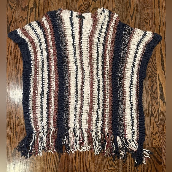 Roberto Collina Sweaters - Roberto Collina Women’s Poncho Cotton Silk blend with fringe OS Italy NWOT